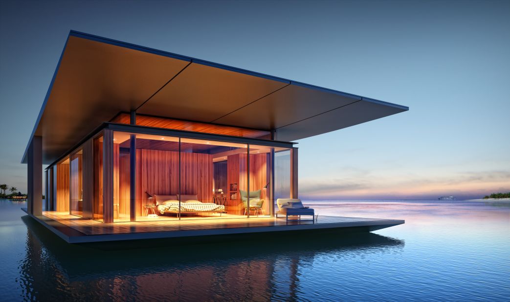 Designed by Singapore-based architect Dymitr Malcew, The Floating House aims to make the nomad life as leisurely and luxurious as possible. Each home is fully sustainable, built with its own water purification system and solar panels for electricity.