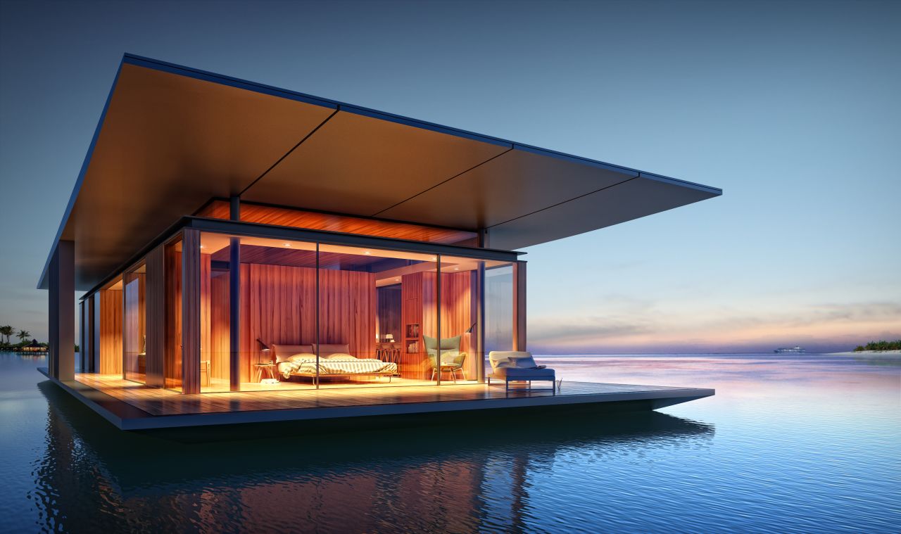 Another example is the Floating House, designed by Singapore-based architect Dymitr Malcew,  which aims to make the nomad life as leisurely and luxurious as possible. Each home is fully sustainable, built with its own water purification system and solar panels for electricity.