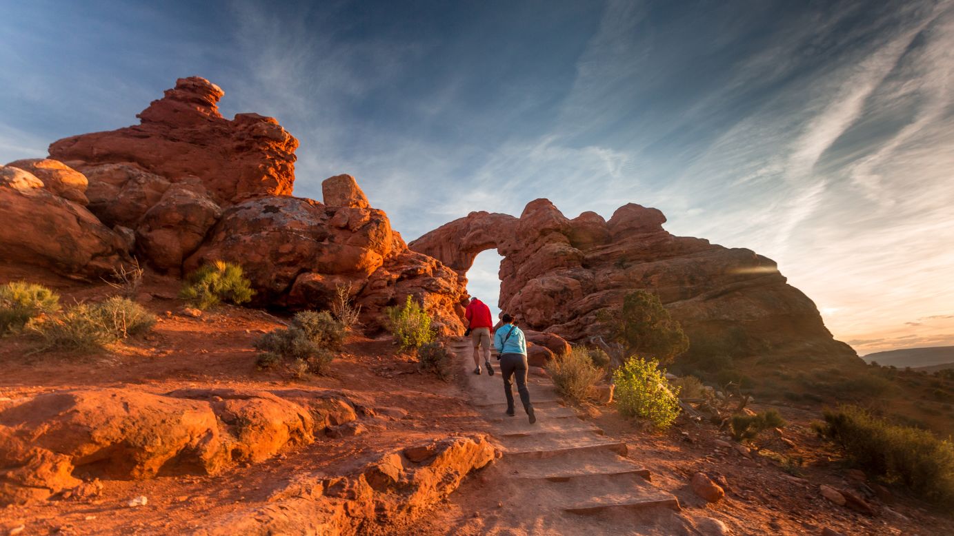 The Windows area of Arches National Park features several arches within easy reach of one another. Going in the early morning or right around dusk cuts down on crowds. The one-mile round trip Windows Trail includes the North and South Windows and Turret Arch.<br />
