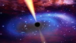 This artist's impression shows the remains of a star that came too close to a supermassive black hole. Extremely sharp observations of the event Swift J1644+57 with the radio telescope network EVN (European VLBI Network) have revealed a remarkably compact jet, shown here in yellow.
