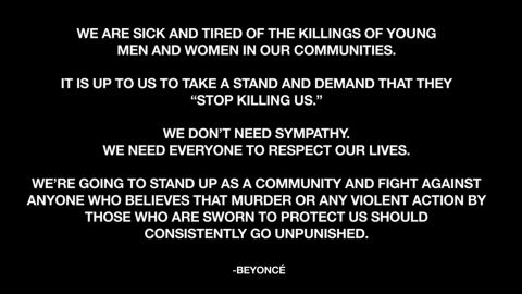 Excerpts from a statement written by Beyonce posted on her website Thursday.