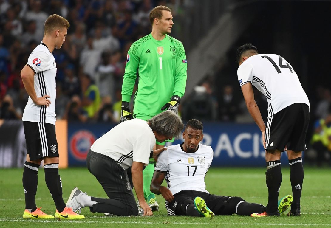 Boateng was forced to limp out of the game with a hamstring injury.