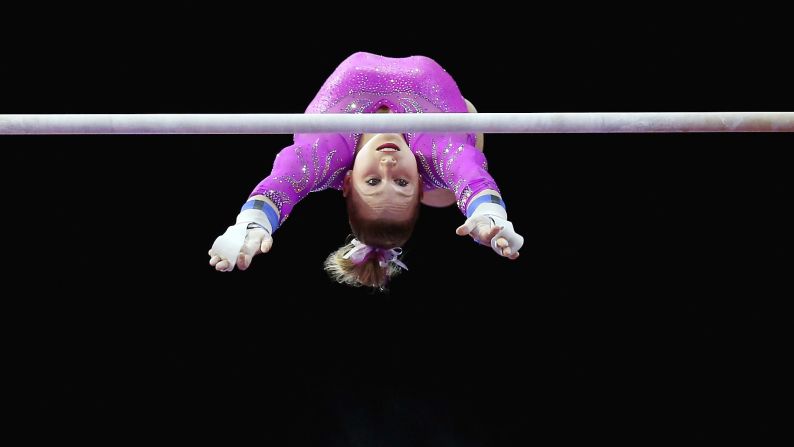 Brenna Dowell, seen here on the uneven bars during this year's Pacific Rim Championships, earned silver in the floor exercise at that meet.