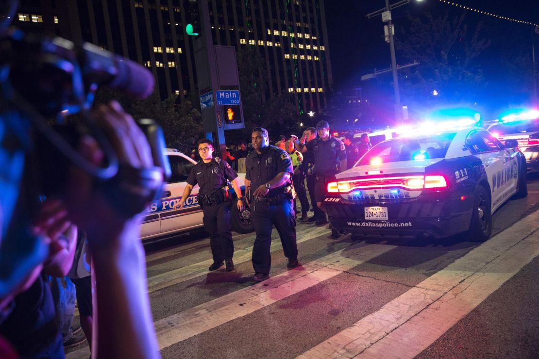 Police barricaded the area after a 2016 sniper shooting in Dallas that left multiple officers dead.