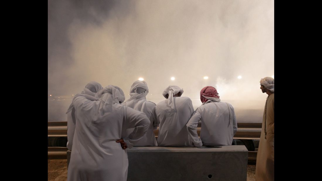 Rubber smoke fills the air at a drifting meet in Umm al-Quwain.