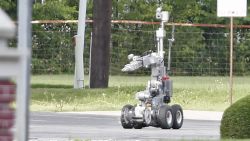 Dallas police use a robot, similar to the one used to kill the suspect in the recent shootings, in 2015.