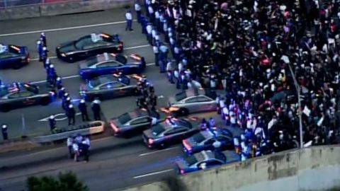 Protesters in Atlanta block a highway following the recent police shootings