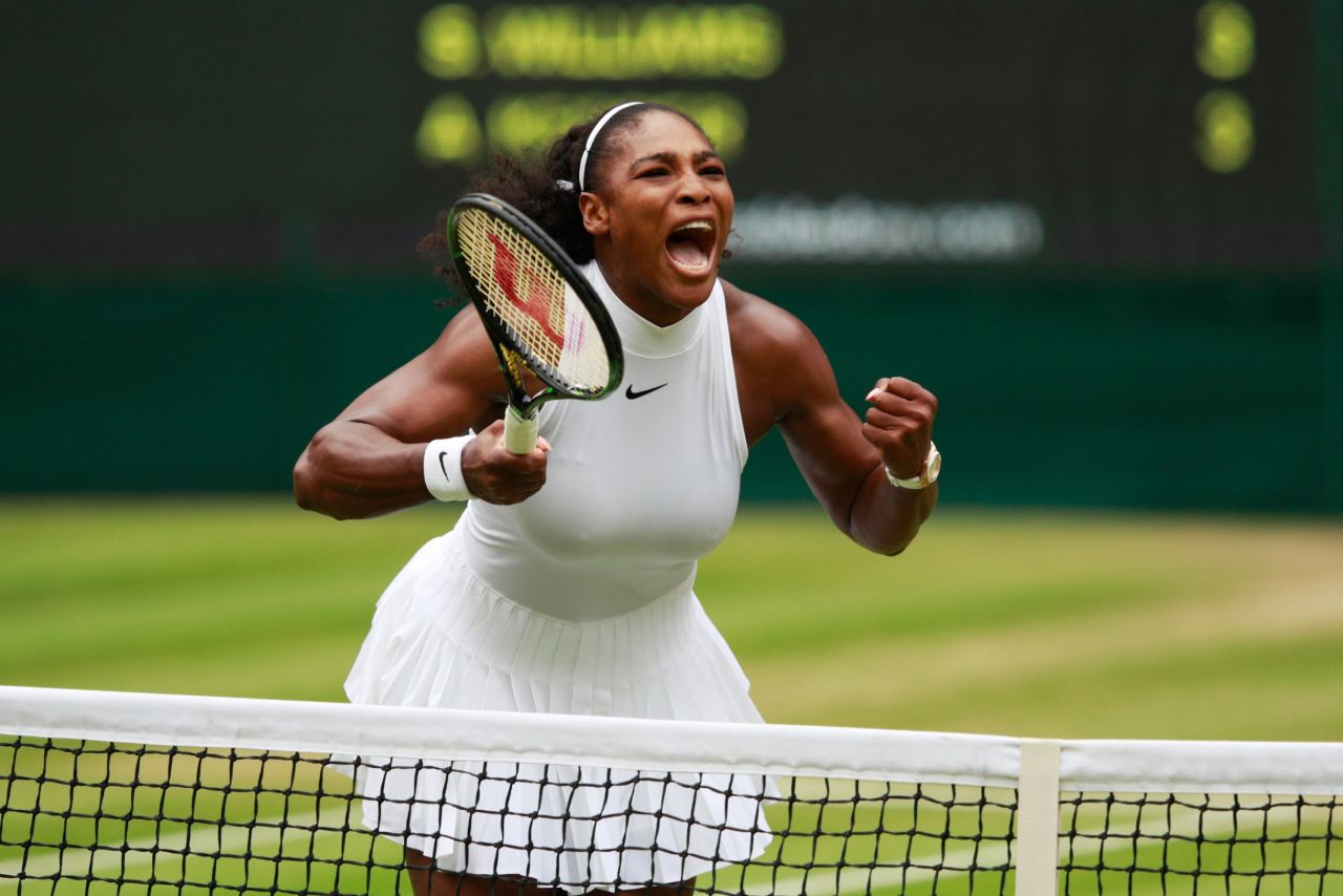 Williams shows all the passion she brought to the women's singles final as she retained her Wimbledon crown. 