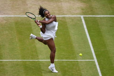 Williams plays a backhand during her successful quest for a 22nd grand slam title. 