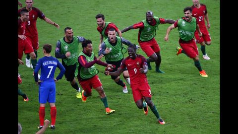 Eder, a substitute, ran away in delight after firing home an unstoppable effort.