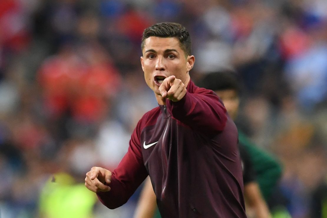 Ronaldo was on the touchline handing out instructions to his teammates.