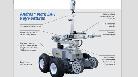 A Northrop Grumman Remotec brochure details the robot's capabilities.