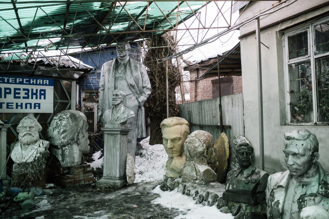 Lenin alongside Marx and Stalin in Kharkiv, part of a private collection. 