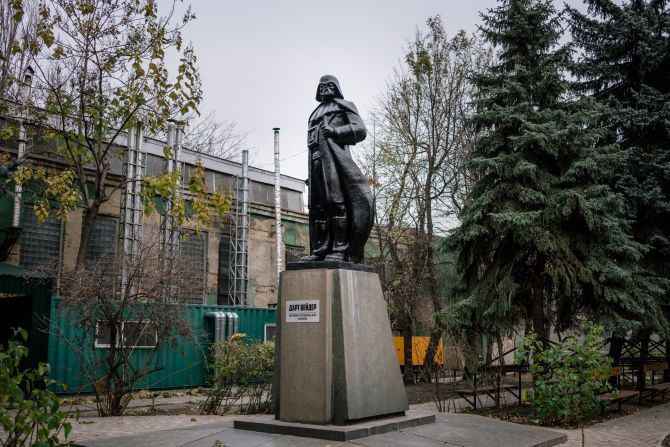 One statue was customized at the request of its owner, reimagined as Dark Lord of the Sith Darth Vader from the "Star Wars" film saga.