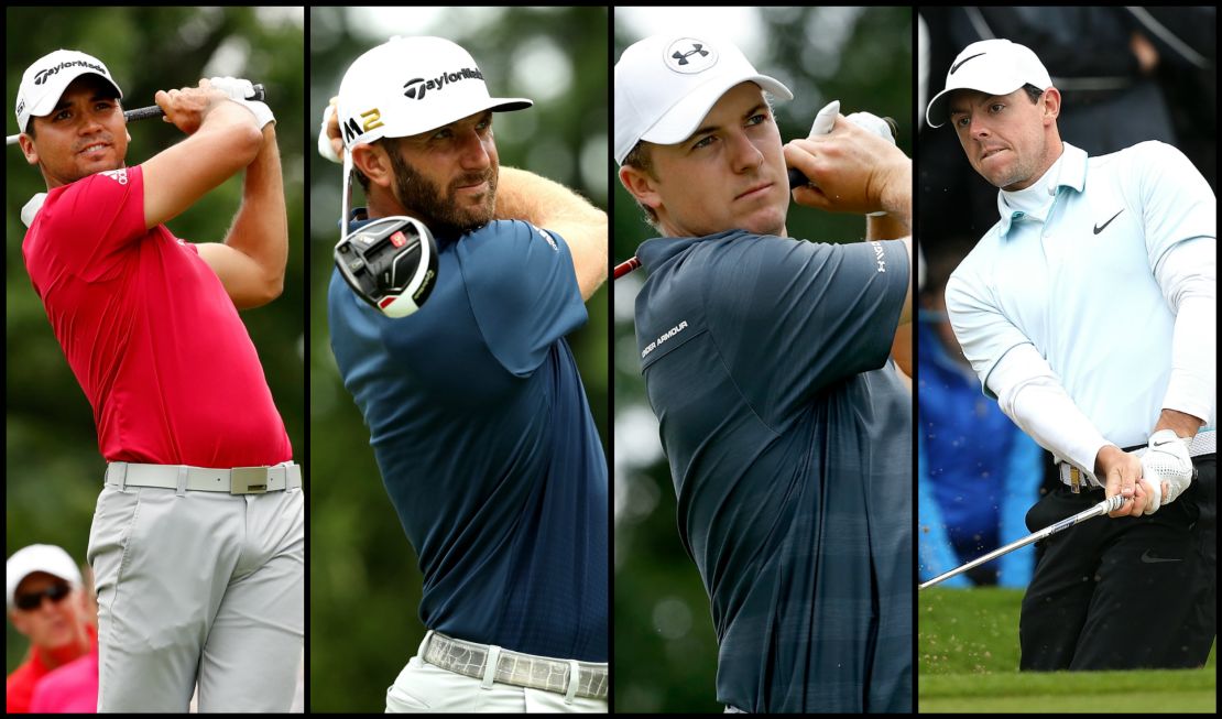 The world's top-four golfers (left to right); Jason Day, Dustin Johnson, Jordan Speith and Rory McIlroy. 