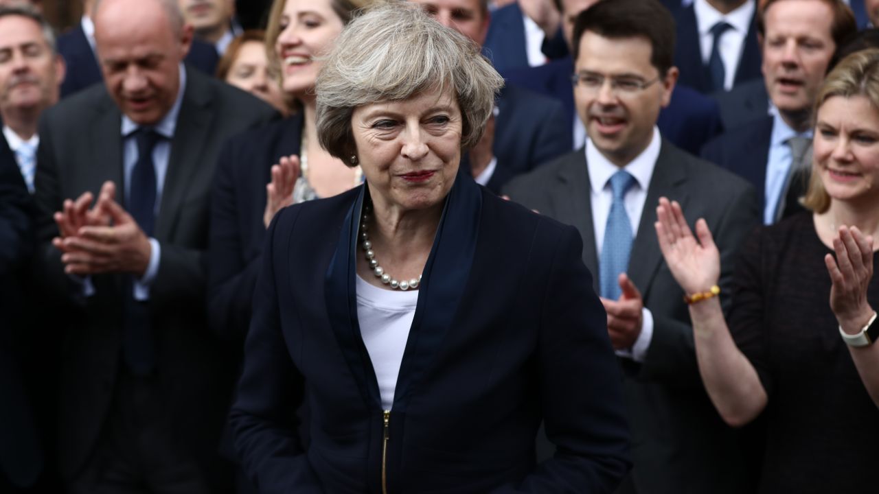 Theresa May accepts the leadership of the Conservative Party in 2016.