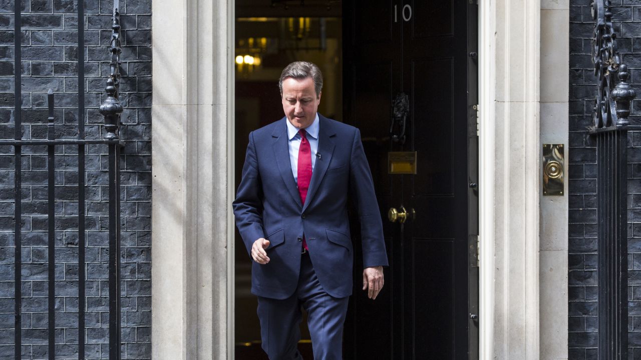 LONDON, ENGLAND - JULY 11: British Prime Minister David Cameron leaves Number 10 Downing Street before making a statement on July 11, 2016 in London, England. Mr Cameron has announced he will stand aside as Prime Minister after Andrea Leadsom's decision to pull out of the Conservative leadership contest now leaves Home Secretary Theresa May as the sole contender for the position of Prime Minister. (Photo by Jack Taylor/Getty Images)