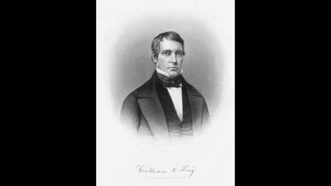King was the only vice president from the state of Alabama, and he held the office for only three weeks before he died. He had served in Congress and as a minister to France, and in 1853 he was was president pro tempore of the Senate. As such, he became vice president after vice president Millard Fillmore succeeded Zachary Taylor.
