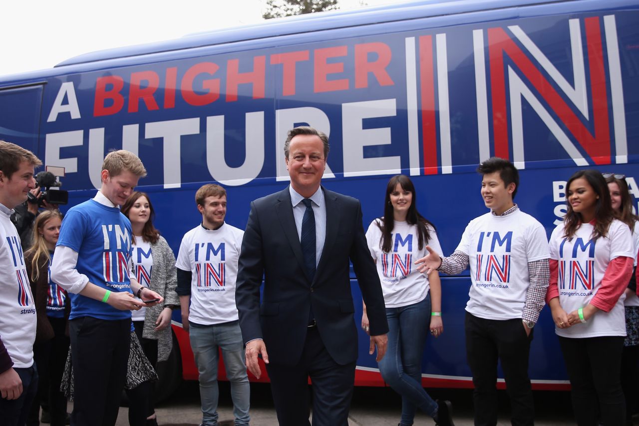 Cameron tries to get the youth vote in April 2016, ahead of the referendum on the UK's membership of the European Union. 