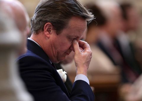 Cameron attends a remembrance service for Labour MP Jo Cox, who was murdered in her constituency in June. 