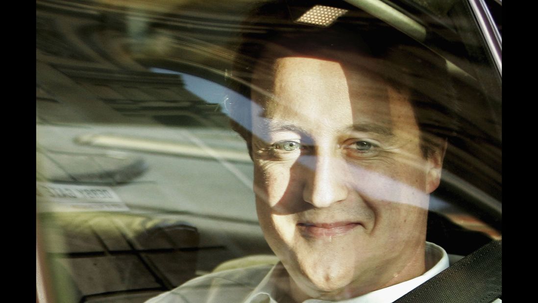 The newly-elected Cameron leaves his parliamentary office on December 7, 2005 in London.