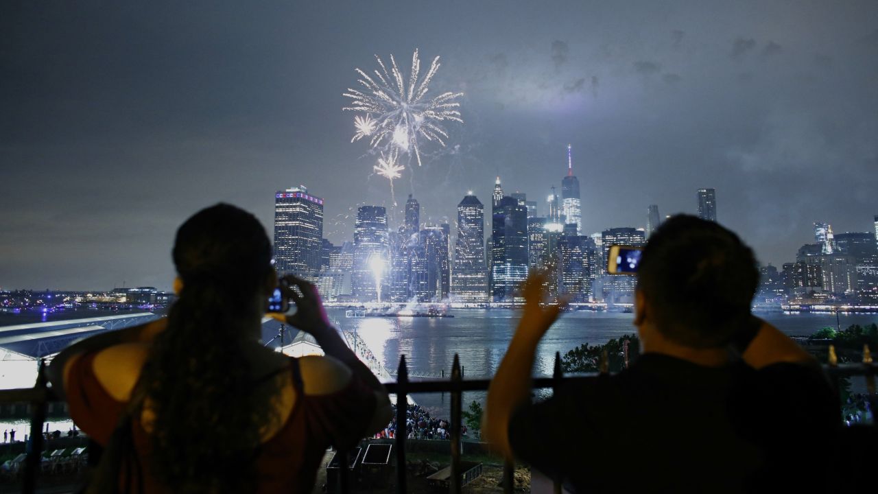 The Macy's Fourth of July fireworks display is the biggest in the United States. This year's 25-minute display featured dynamic pyro effects that were fired from five barges on the East River. 