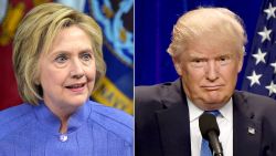 This combination of file photos shows Democratic presidential candidate Hillary Clinton(L)on June 15, 2016 and presumptive Republican presidential nominee Donald Trump on June 13, 2016.  / AFP / dsk        (Photo credit should read DSK/AFP/Getty Images)