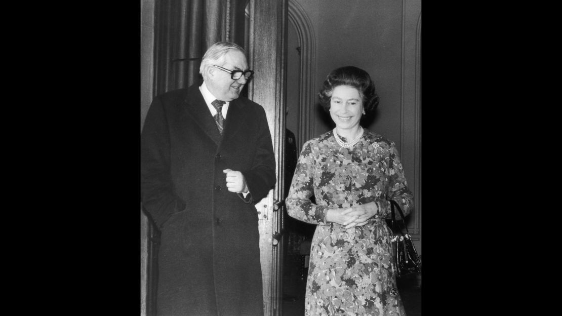 British Prime Minister James Callaghan with the Queen on his arrival at Windsor Castle.