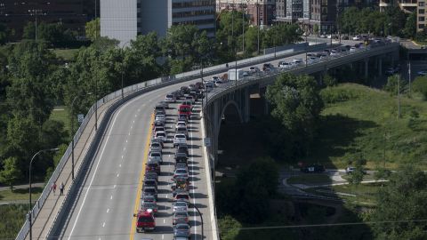Morning commuters were backed up for mile.
