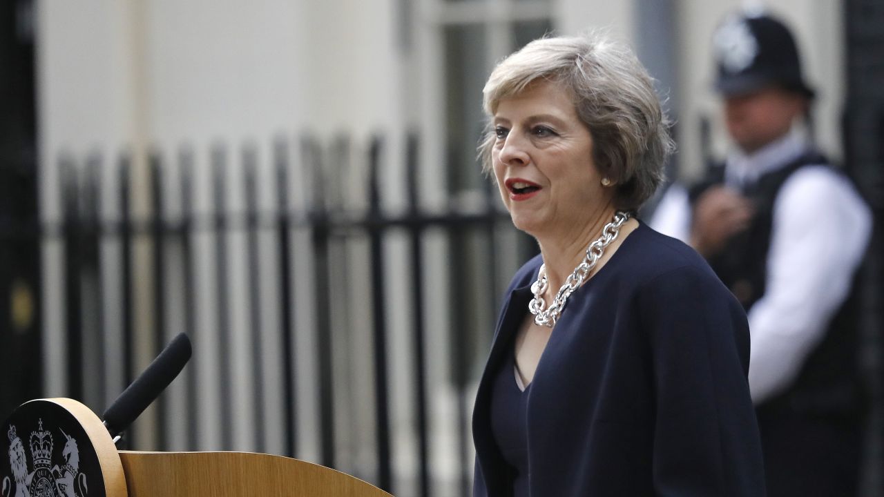 British Prime Minister Theresa May outside her official residence,10 Downing Street.