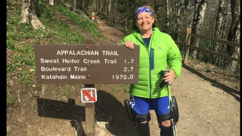 Stacey Kozel hikes with the C-Brace on the Appalachian Trail.