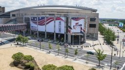 Quicken Loans Arena is decorated to welcome the Republican National Convention on July 11, 2016 in Cleveland, Ohio.