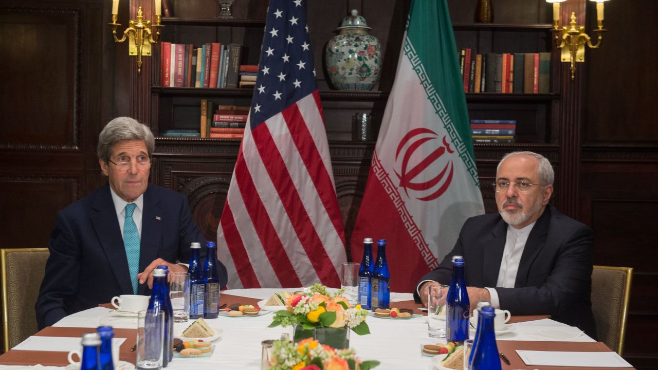 U.S. Secretary of State John Kerry meets with Iran's Foreign Minister Mohammad Javad Zarif in April this year.