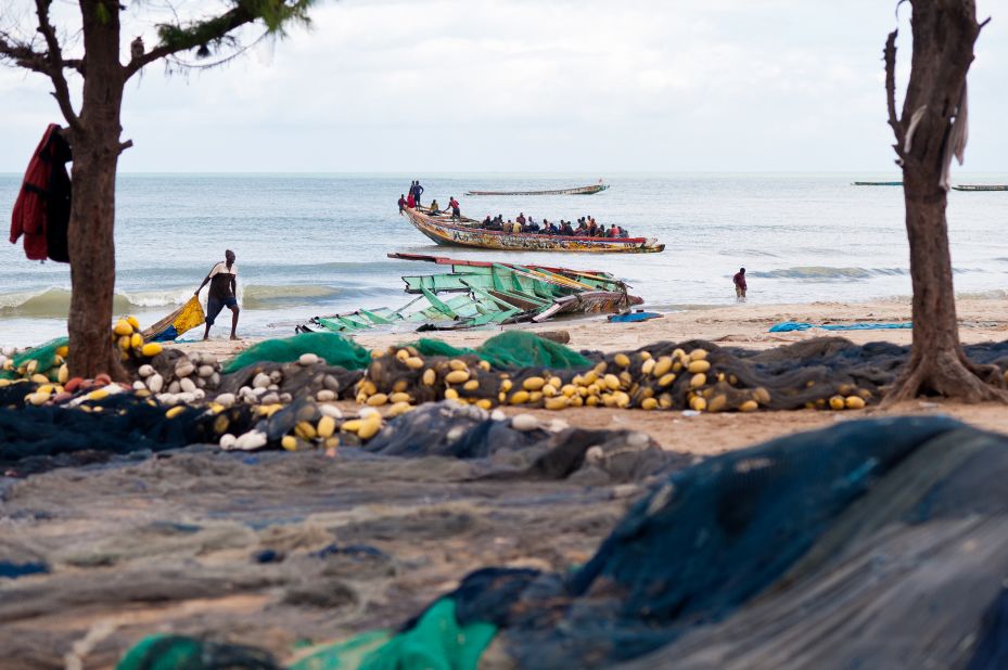 Artisanal fishing pirogues at the fishing port of Kafountine, Casamance.