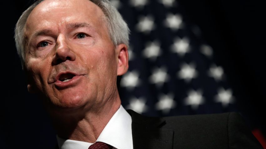 Former U.S. Rep. Asa Hutchinson announces the recommendations of the NRA backed National School Shield Program regarding school security during a press conference April 2, 2013, at the National Press Club in Washington.