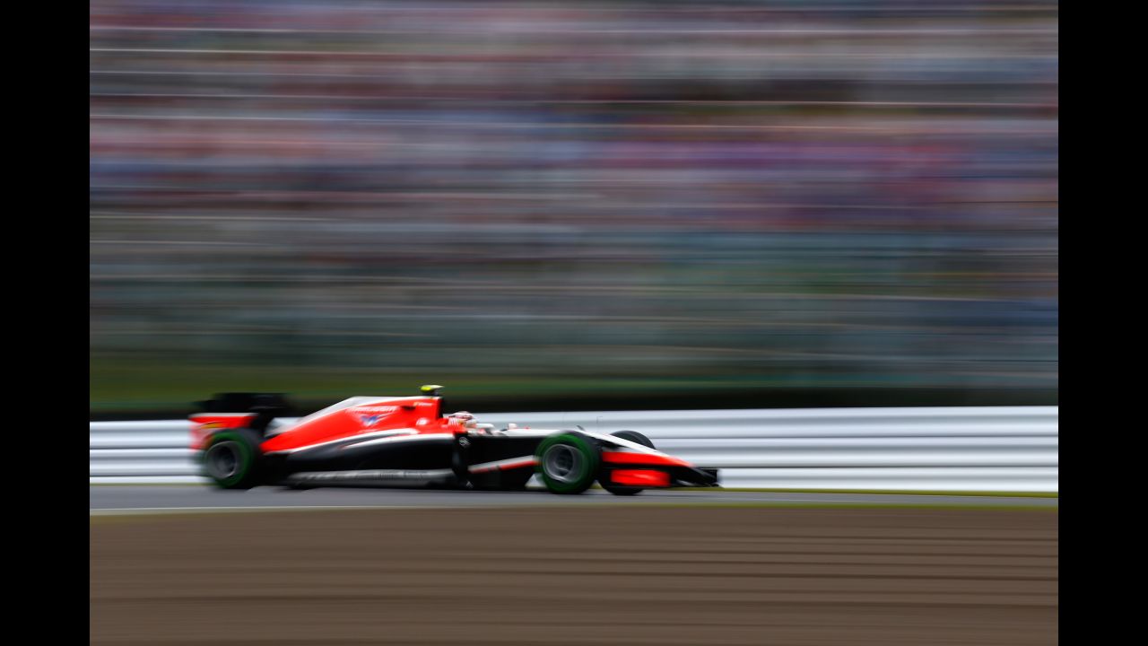 Bianchi drives during the Japanese GP at the Suzuka Circuit on the day of the accident that caused his fatal injuries, October 5, 2014, in Suzuka, Japan.