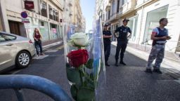 Security personnel stand guard near the Promenade des Anglais, where the attack took place.