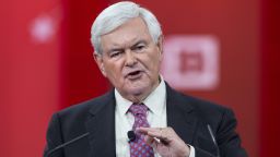 Former US House Speaker Newt Gingrinch speaks at the annual Conservative Political Action Conference (CPAC) at National Harbor, Maryland, outside Washington, DC on February 27, 2015.
