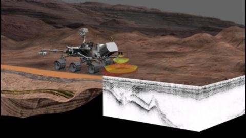 RIMFAX will use ground-penetrating radar to study what's beneath the surface of the rover, searching for rock, sand, ice or brine. It can create sonogram-like images using this data.