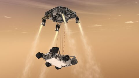 The rover will use the sky crane method for landing, like the Curiosity rover. During the descent, rockets slow it down while the rover is lowered on tethers and an umbilical cord that provides communication and power. Once it has touched down, the rover will cut ties and the rest of the craft will crash land at a safe distance. 
