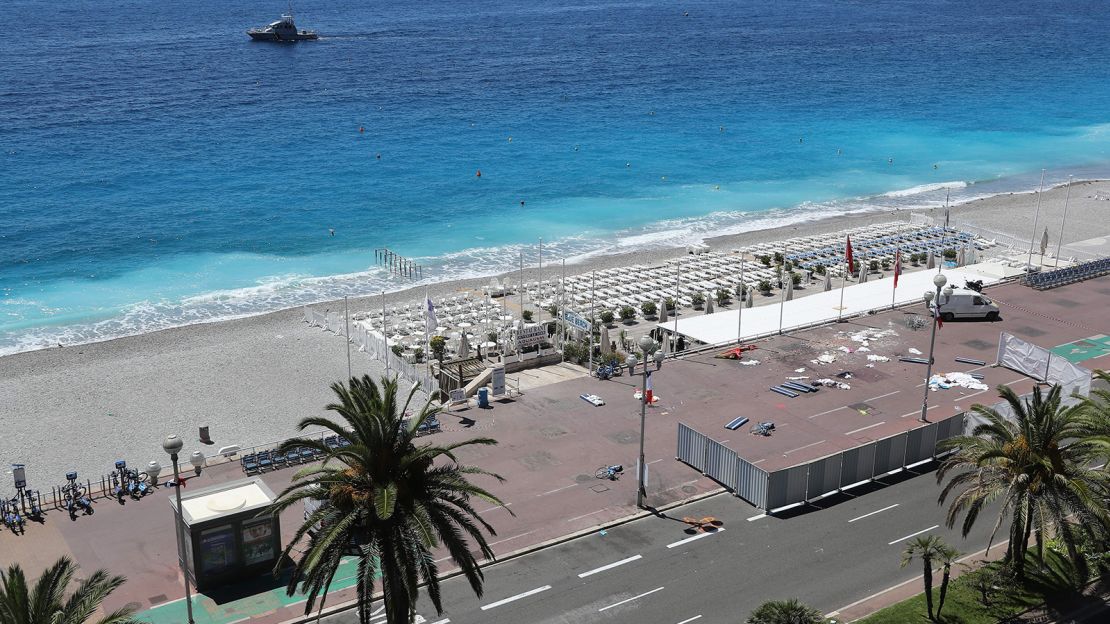 Nice's normally teeming Promenade des Anglais seafront stands deserted.