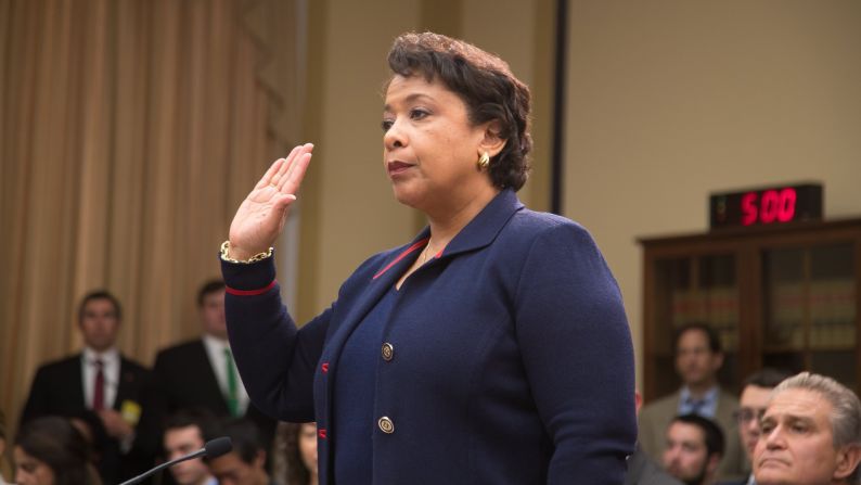 U.S. Attorney General Loretta Lynch is sworn in before testifying before the House Judiciary Committee on Tuesday, July 12. <a href="http://www.cnn.com/2016/07/12/politics/loretta-lynch-house-hearing-clinton-emails/" target="_blank">Lynch faced questions from Republican lawmakers</a> regarding her recent decision not to prosecute Democratic presidential candidate Hillary Clinton over her use of a private email server.