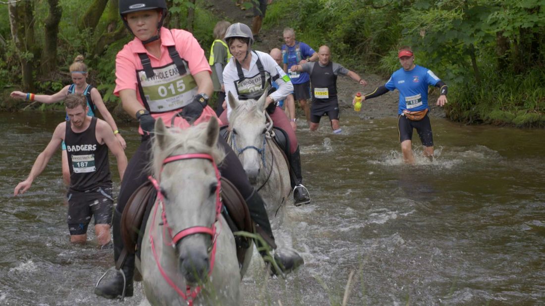 The risks of uneven rocks, the water crossings and the potential to get clipped by a horse require mental focus and attention to obstacles for the runners.