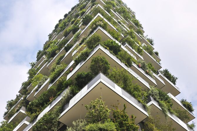 A group of botanists spent two years selecting and arrange plants on the Vertical Forest. 