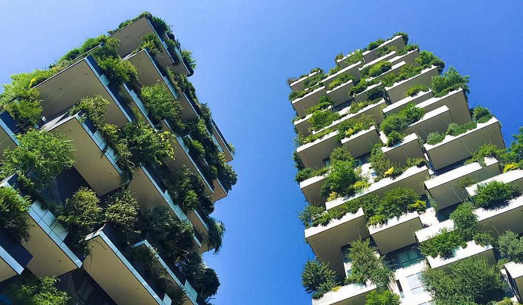 Milan's "Vertical Forest" is an award-winning skyscraper which houses numerous trees and shrubs.   