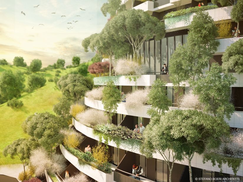Once completed, the tree-covered hotel, made of interwoven design plots, will blend with the local topography. 