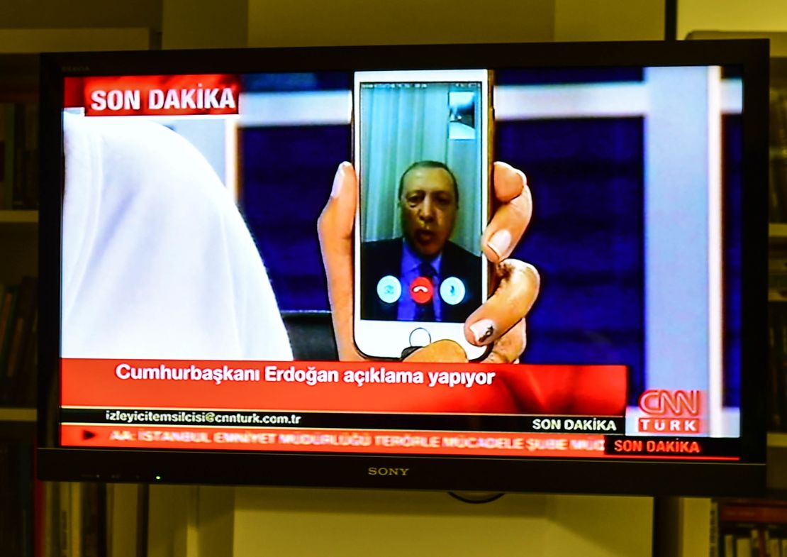  Turkish President Recep Tayyip Erdogan speaks on CNNTurk via Facetime.