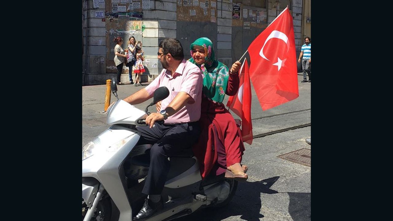 Clare Busch captured a photo of an older woman on a scooter in Istiklal Caddesi near Taksim Square. 