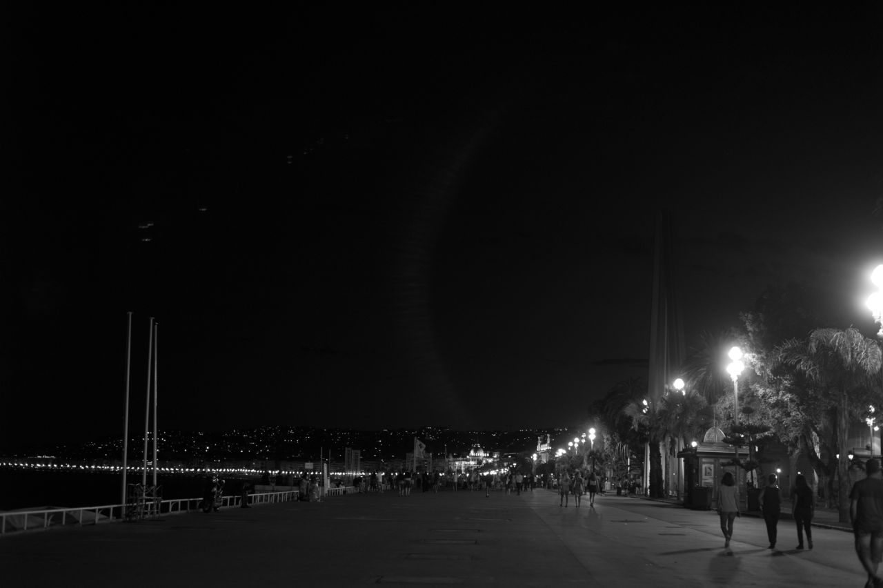 The Promenade des Anglais in Nice, France, is seen the night after a man killed at least 84 people with a truck as they were celebrating Bastille Day. Magnum photographer Alessandra Sanguinetti went to Nice the day after the truck attack.