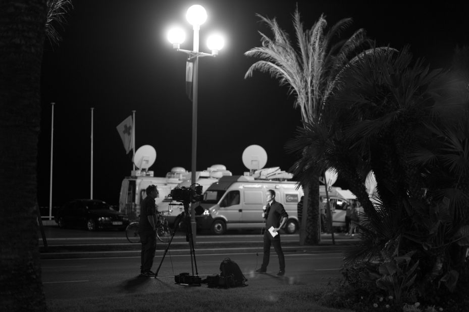 Sanguinetti says there seemed to be more journalists than residents and tourists along the Promenade des Anglais the night after the attack.